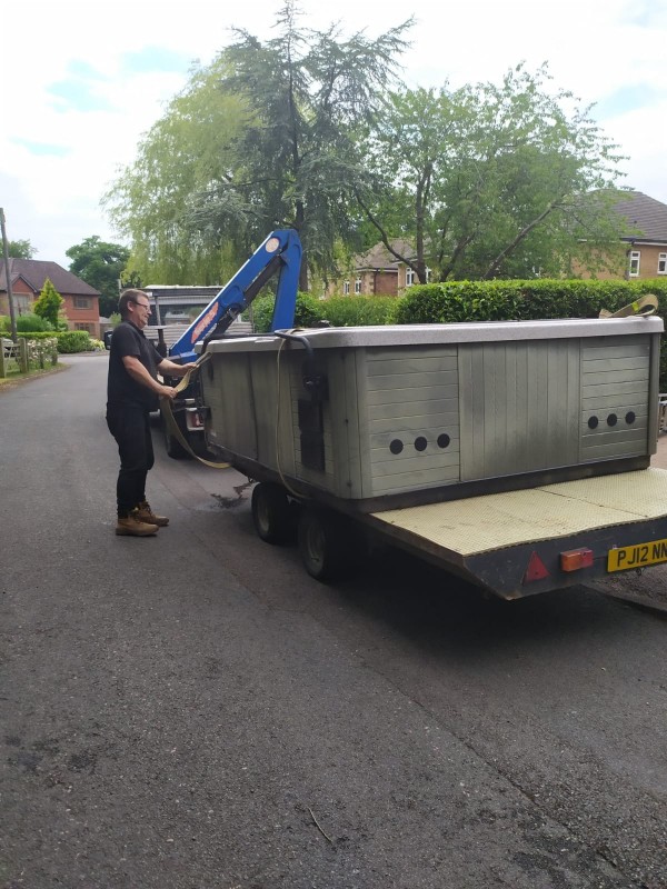 Hot Tub Relocation With A Large Crane The Hot Tub Mover Hot Tub