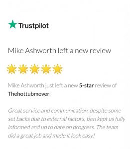 5 Star Trustpilot Review- The Hot Tub Mover