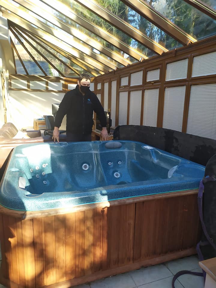 Taking care to practice social distancing and Covid safe hot tub moves and relocations....