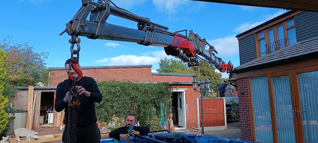 Swim Spa Move with crane from Barnsley to Leeds