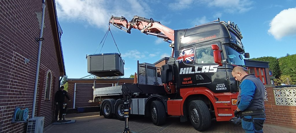 Swim Spa Move with crane from Barnsley to Leeds